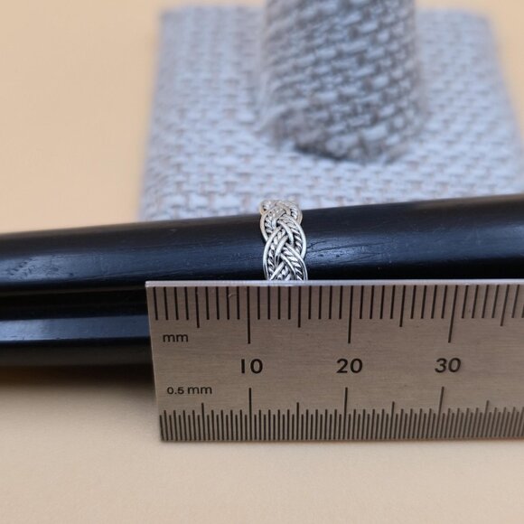 Size 6 Sterling Silver Braided Rustic Handmade Band Ring A5433 - Picture 6 of 7